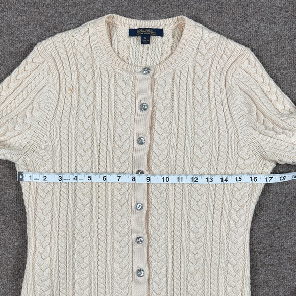 Brooks Brothers Cream Wool Blend Cableknit Cardigan Button Up Sweater Women’s M - Picture 14 of 15